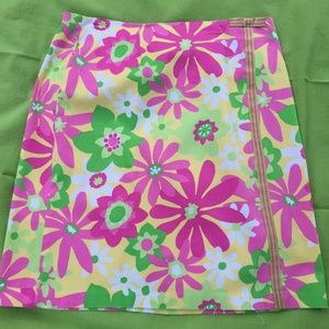 Bamboo Traders Skirt 12 Ribbon Pink Green Floral